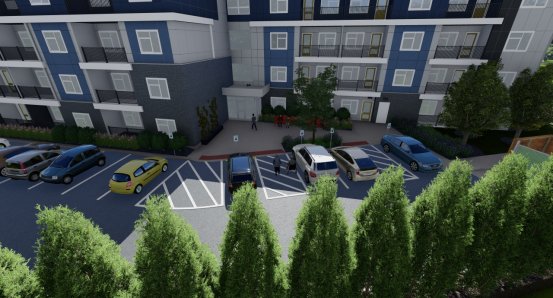 On-site parking lot at Marketview Apartments in Ithaca, NY